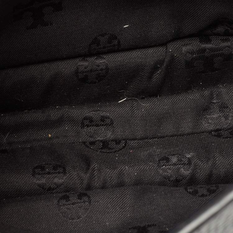 Pre Owned Tory Burch Black/Cream Leather Chelsea Shoulder Bag