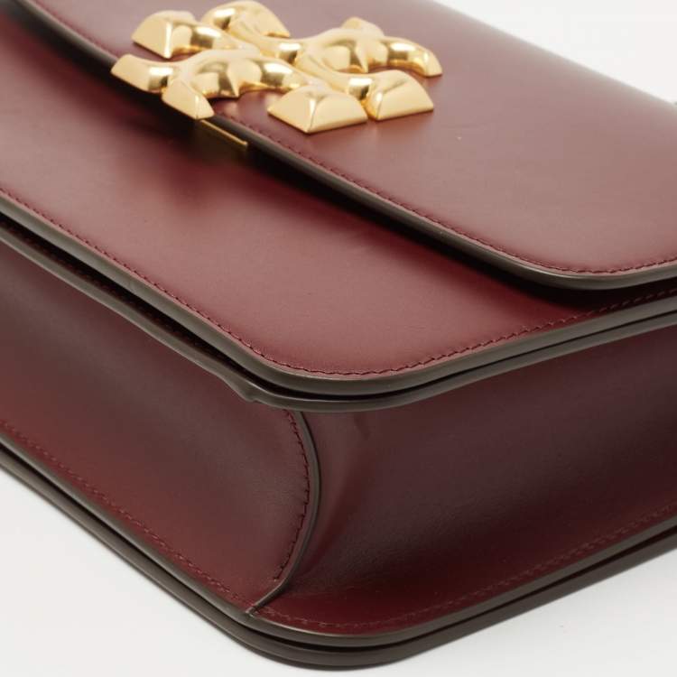 Pre Owned Tory Burch Burgundy Leather Eleanor Crossbody Bag