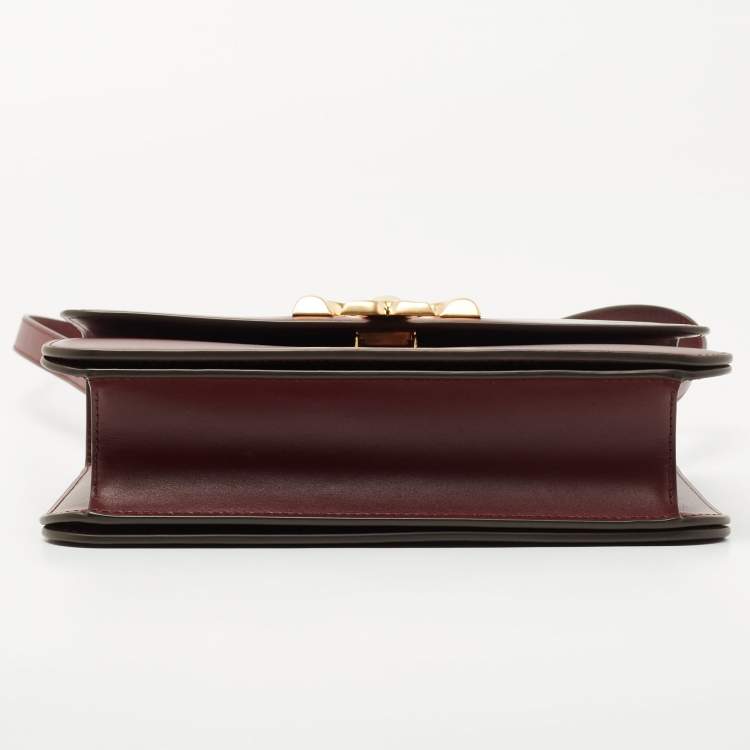 Pre Owned Tory Burch Burgundy Leather Eleanor Crossbody Bag