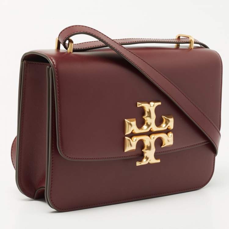 Pre Owned Tory Burch Burgundy Leather Eleanor Crossbody Bag