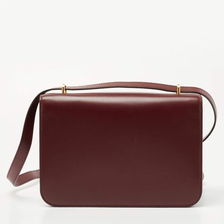 Pre Owned Tory Burch Burgundy Leather Eleanor Crossbody Bag
