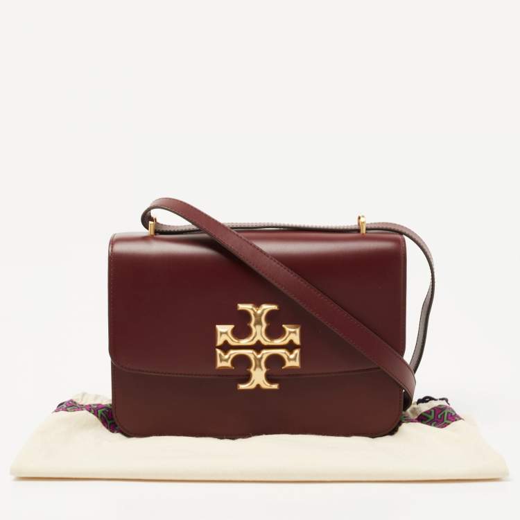 Pre Owned Tory Burch Burgundy Leather Eleanor Crossbody Bag