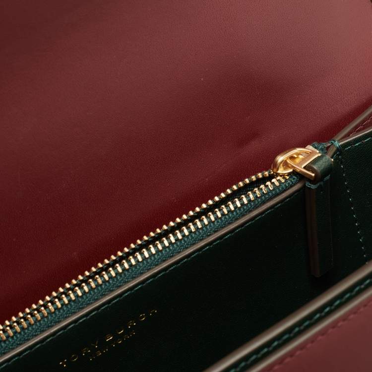 Pre Owned Tory Burch Burgundy Leather Eleanor Crossbody Bag