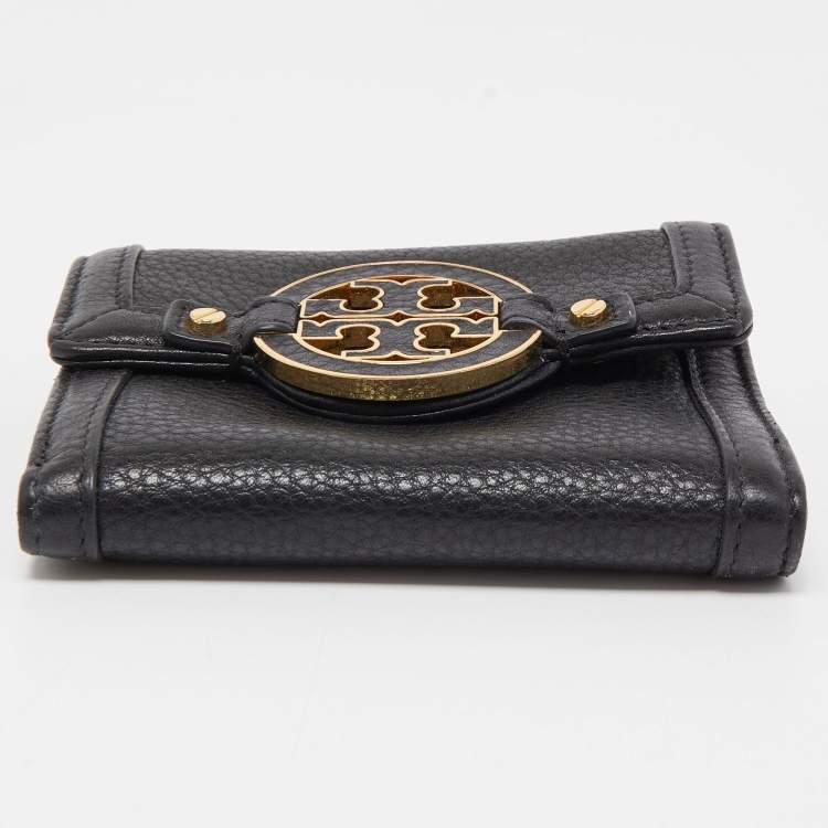 Pre Owned Tory Burch Black Leather Amanda Compact Wallet