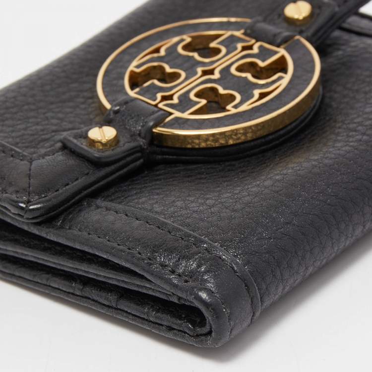 Pre Owned Tory Burch Black Leather Amanda Compact Wallet