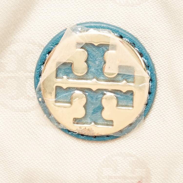 Pre Owned Tory Burch Teal Leather Envelope Flap Clutch