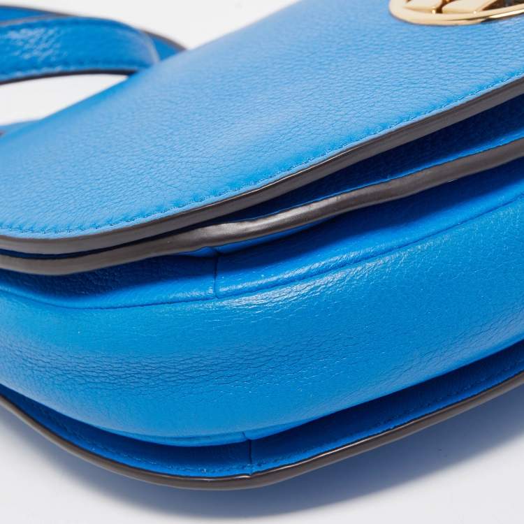 Pre Owned Tory Burch Blue Leather Jamie Crossbody Bag