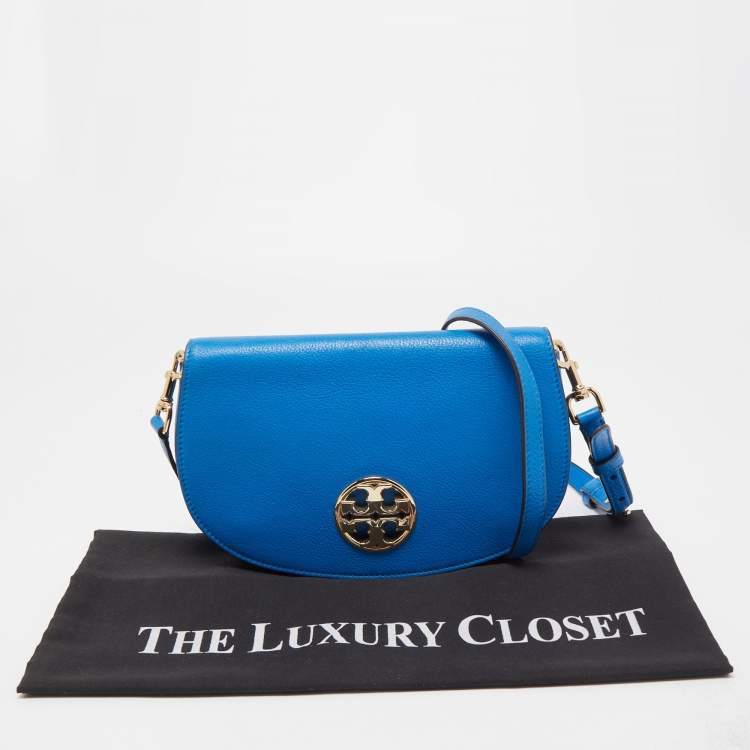 Pre Owned Tory Burch Blue Leather Jamie Crossbody Bag
