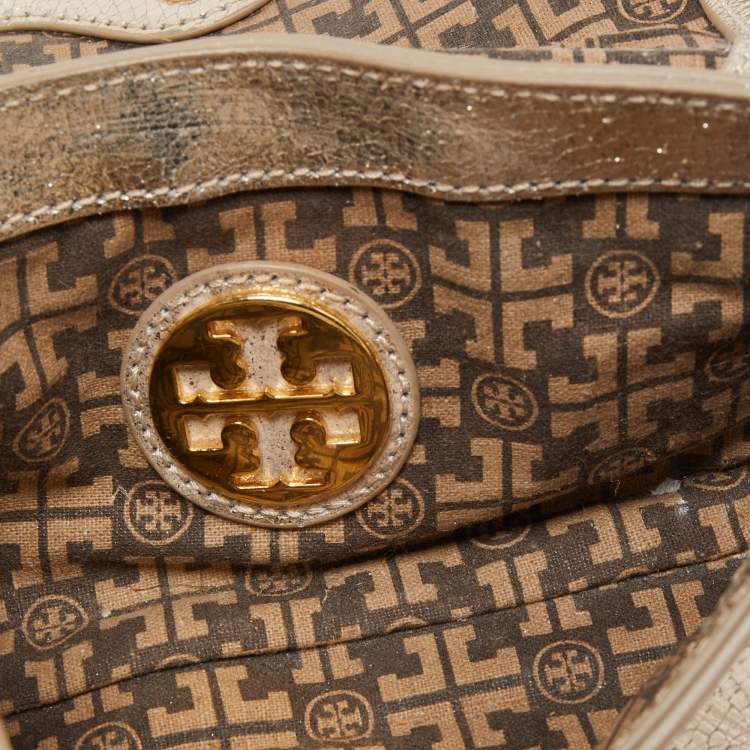 مملوكة مسبقًا Tory Burch Gold Crinkled Leather Chain Crossbody Bag 