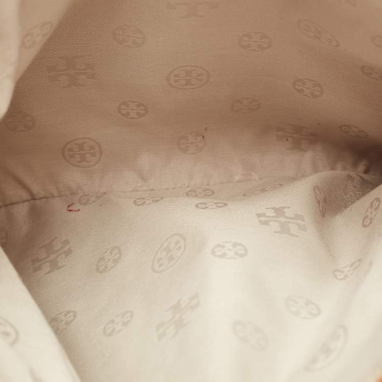 Pre Owned Tory Burch Orange Leather Robinson Double Zip Tote 