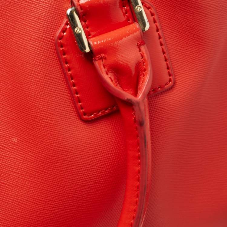 Pre Owned Tory Burch Orange Leather Robinson Double Zip Tote 