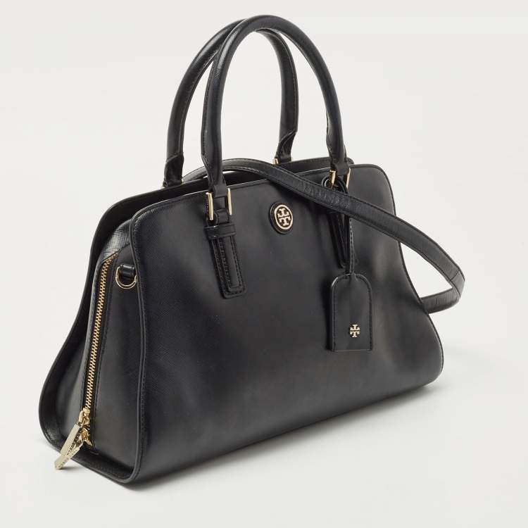 Pre Owned Tory Burch Black Leather Robinson Dome Satchel