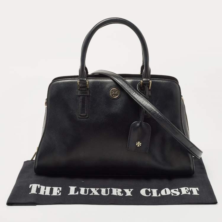 Pre Owned Tory Burch Black Leather Robinson Dome Satchel