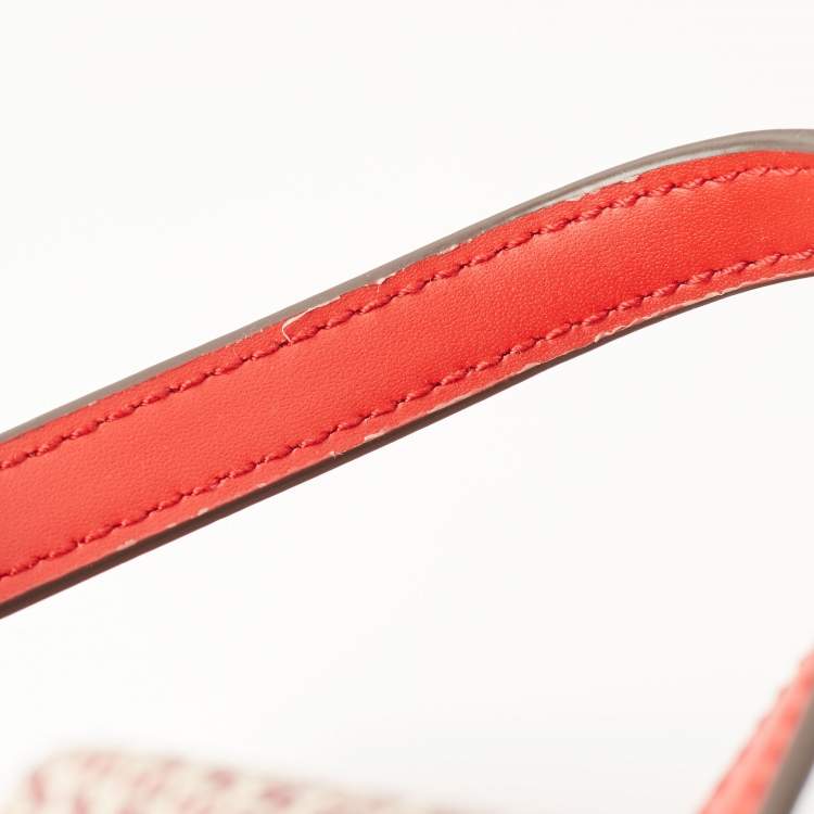 Pre Owned Tory Burch Red Coated Canvas Gemini Link Tote