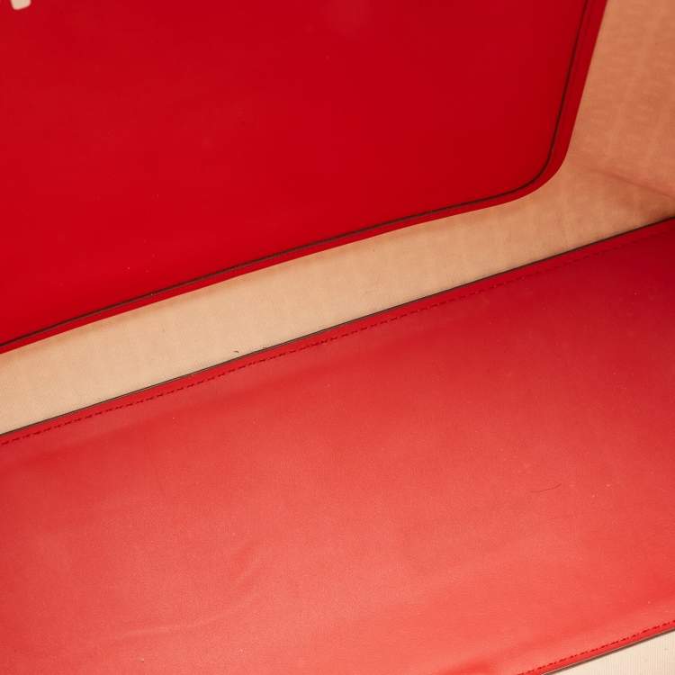 Pre Owned Tory Burch Red Coated Canvas Gemini Link Tote