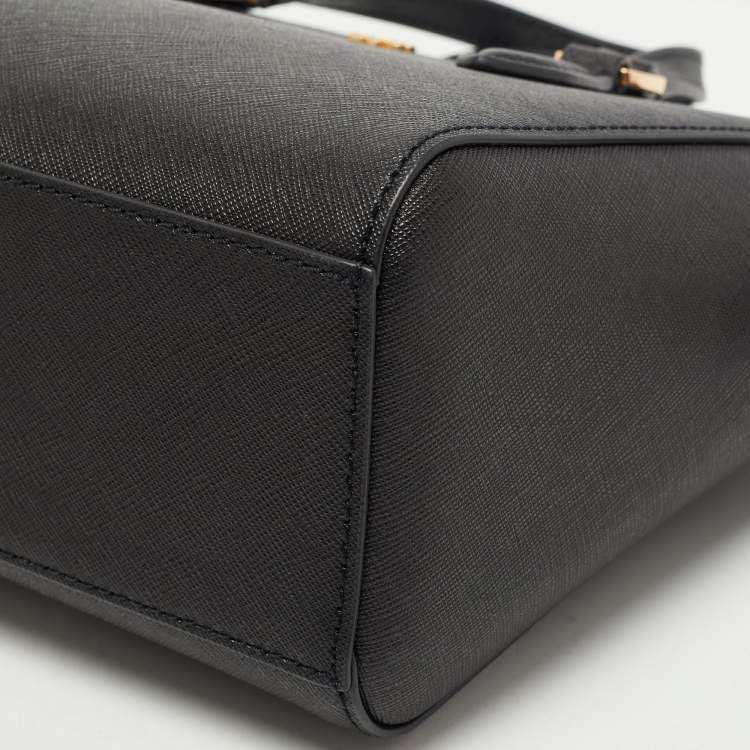 Pre Owned Tory Burch Black Saffiano Leather Mini Emerson Tote