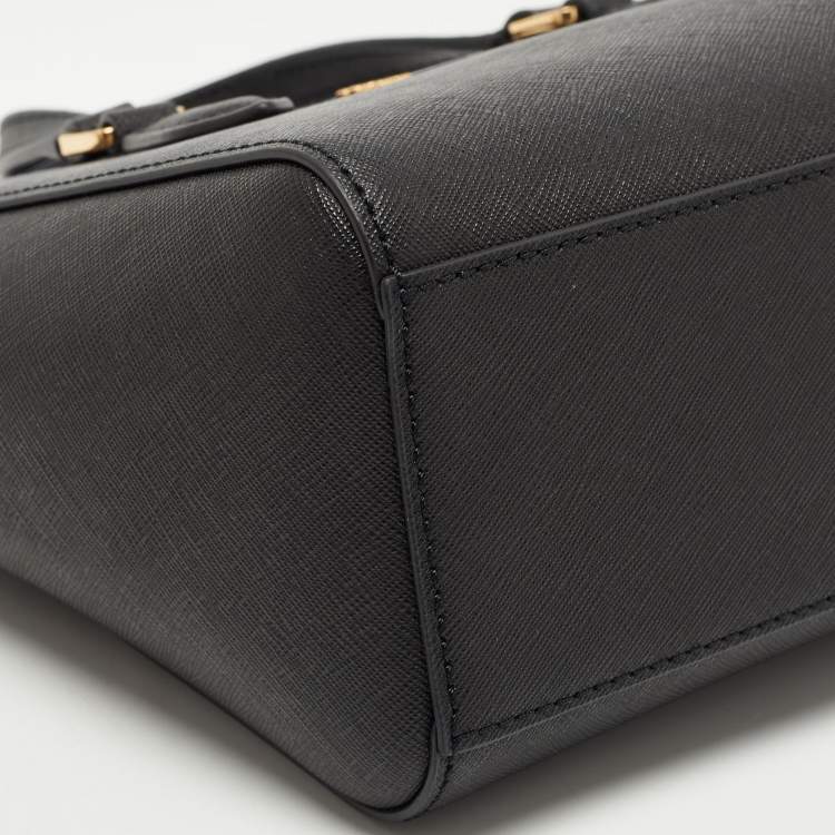Pre Owned Tory Burch Black Saffiano Leather Mini Emerson Tote
