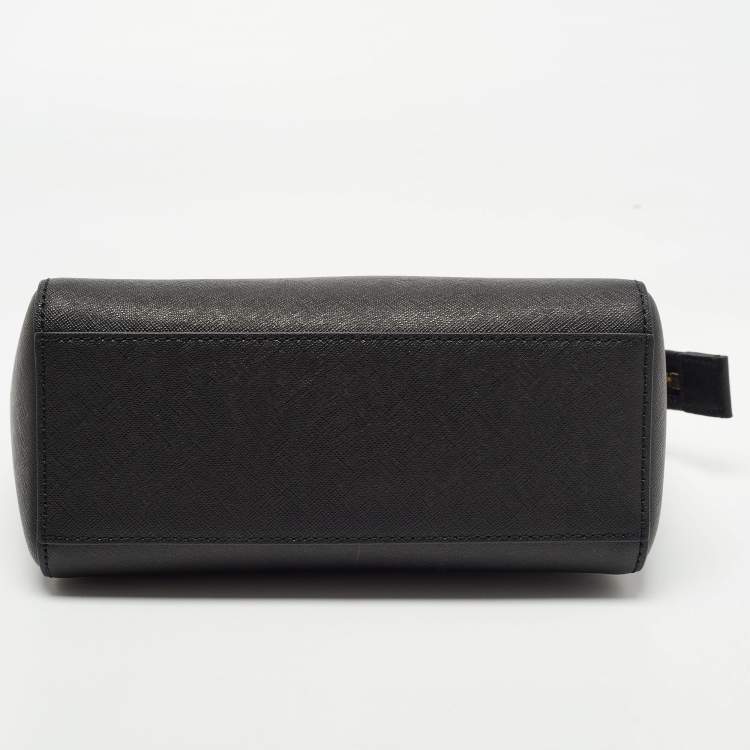 Pre Owned Tory Burch Black Saffiano Leather Mini Emerson Tote