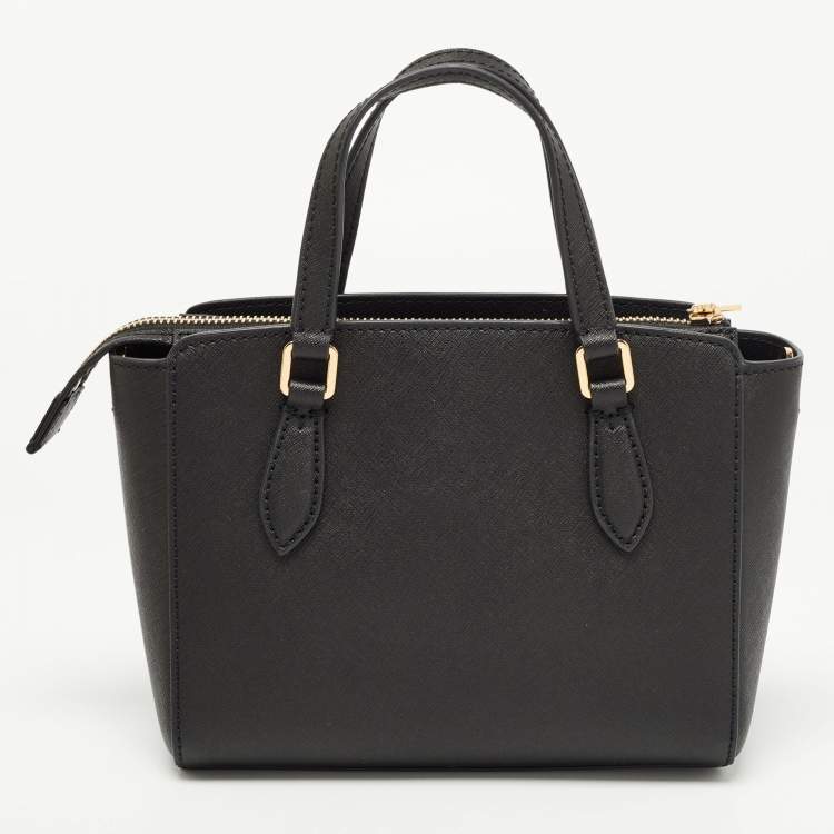 Pre Owned Tory Burch Black Saffiano Leather Mini Emerson Tote