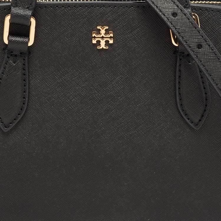 Pre Owned Tory Burch Black Saffiano Leather Mini Emerson Tote