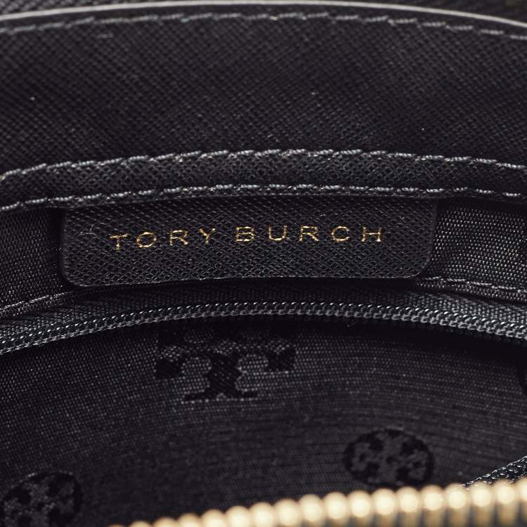 Pre Owned Tory Burch Black Saffiano Leather Mini Emerson Tote