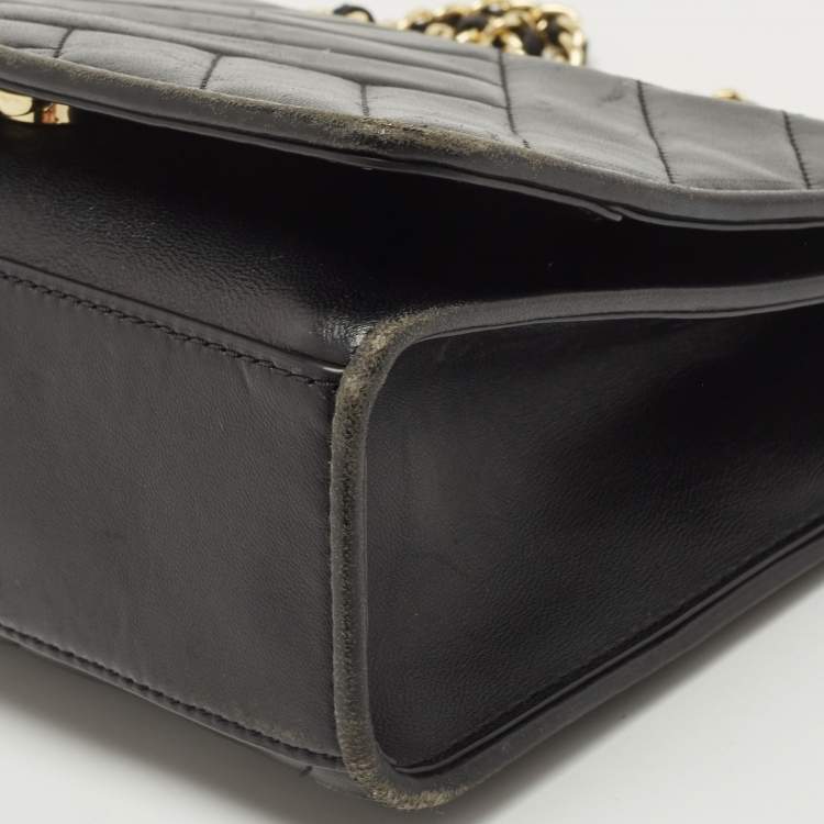 Pre Owned Tory Burch Black Quilted Leather Alexa Convertible Shoulder Bag