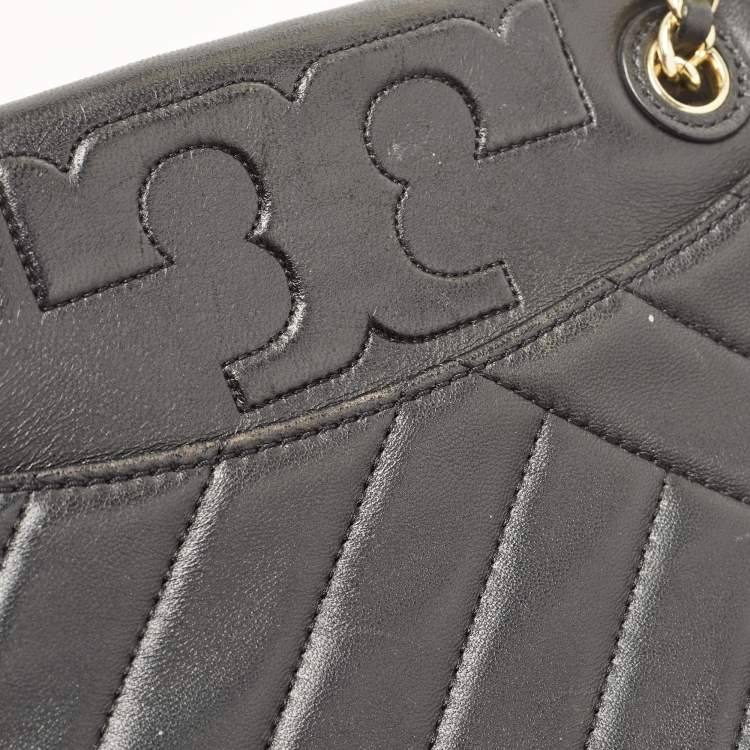 Pre Owned Tory Burch Black Quilted Leather Alexa Convertible Shoulder Bag