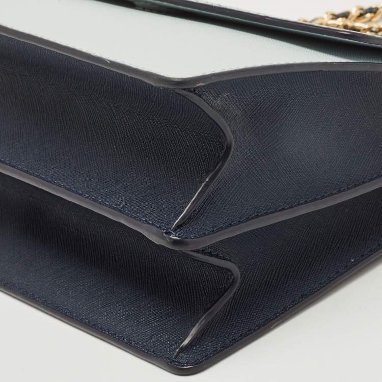 مملوكة مسبقًا Tory Burch Blue/Green Snake Embossed and Leather Parker Chain Shoulder Bag 