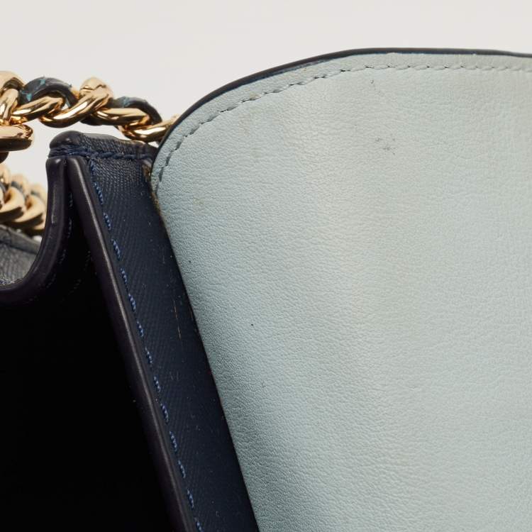 مملوكة مسبقًا Tory Burch Blue/Green Snake Embossed and Leather Parker Chain Shoulder Bag 