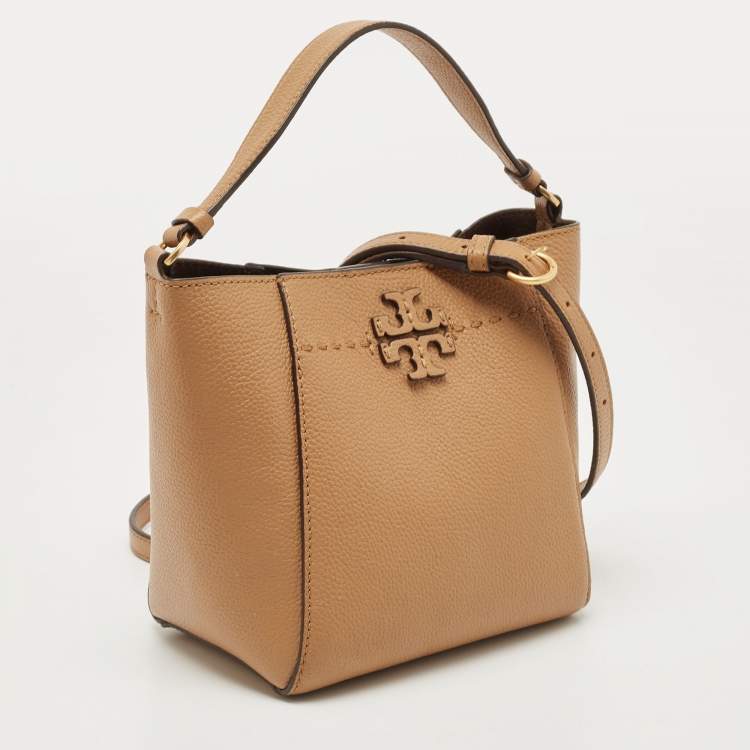 Pre Owned Tory Burch Tan Leather Small McGraw Bucket Bag