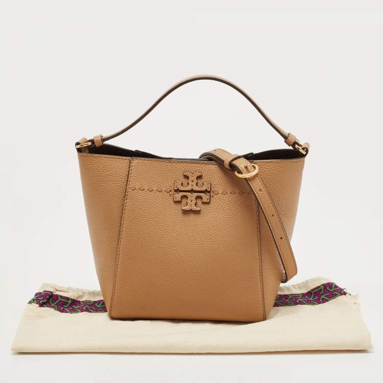 Pre Owned Tory Burch Tan Leather Small McGraw Bucket Bag