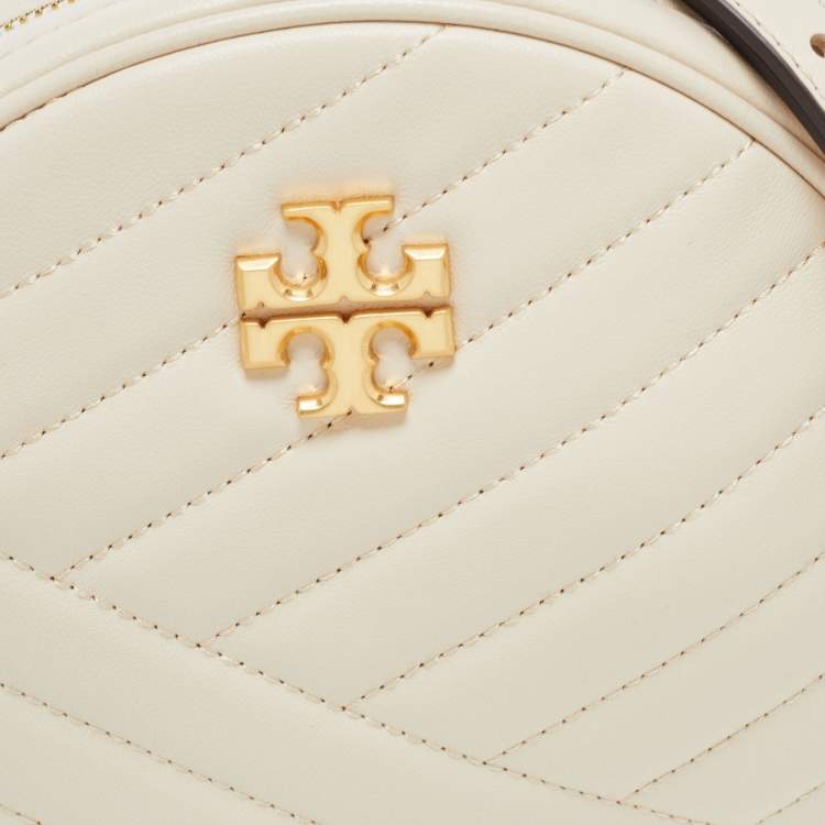 Pre Owned Tory Burch Cream Quilted Leather Small Kira Circle Bag