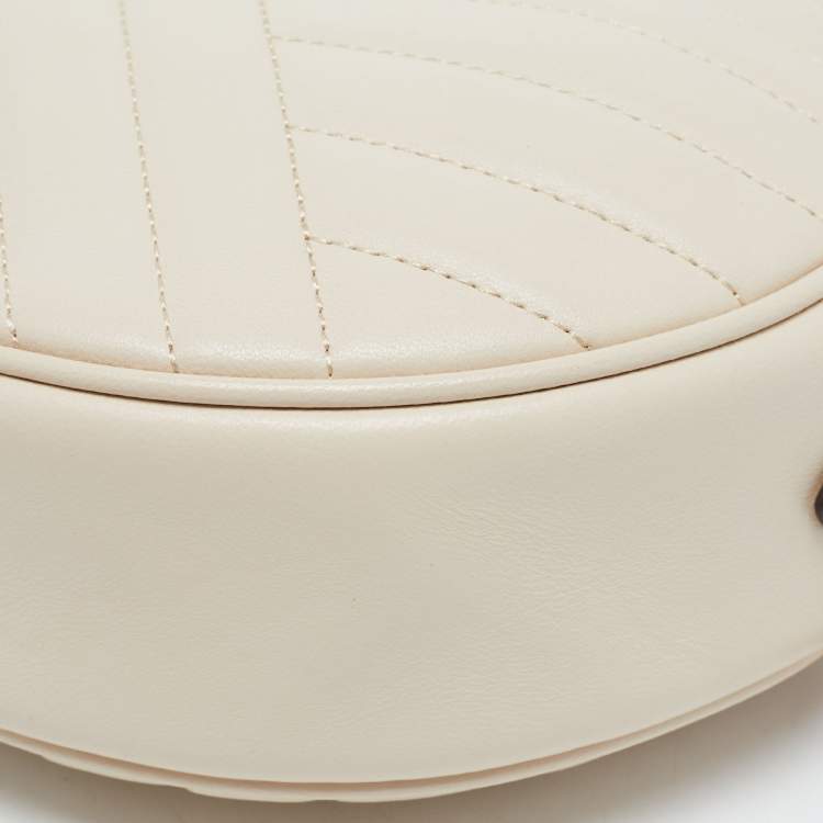 Pre Owned Tory Burch Cream Quilted Leather Small Kira Circle Bag