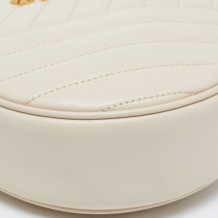 Pre Owned Tory Burch Cream Quilted Leather Small Kira Circle Bag