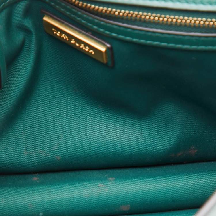 Pre Owned Tory Burch Green Leather Georgia Crossbody Bag