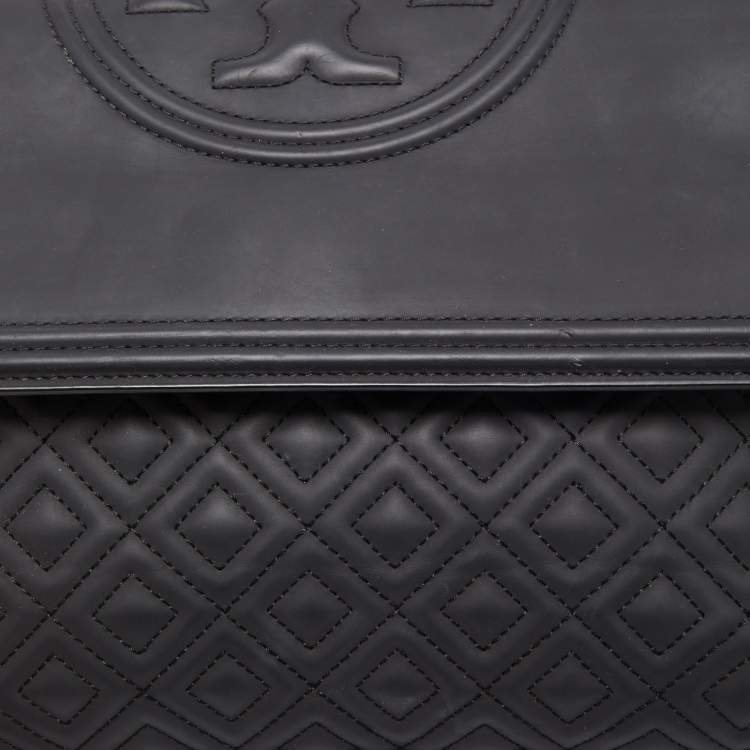 Pre Owned Tory Burch Black Leather Fleming Shoulder Bag