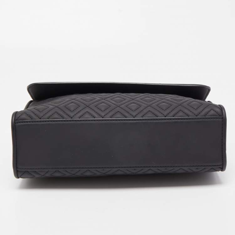 Pre Owned Tory Burch Black Leather Fleming Shoulder Bag