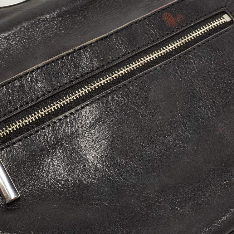 Pre Owned Tory Burch Black Leather Reva Logo Crossbody Bag