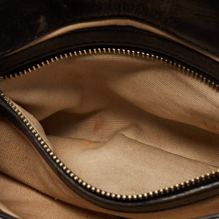 Pre Owned Tory Burch Black Leather Reva Logo Crossbody Bag