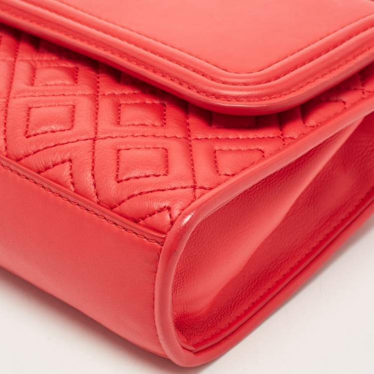Pre Owned Tory Burch Red Leather Small Fleming Shoulder Bag