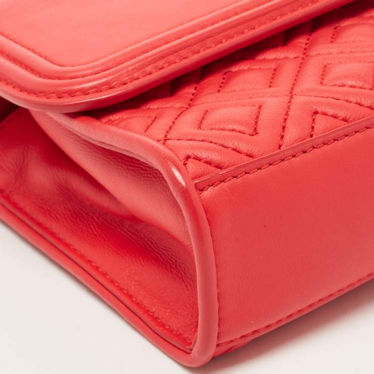 Pre Owned Tory Burch Red Leather Small Fleming Shoulder Bag
