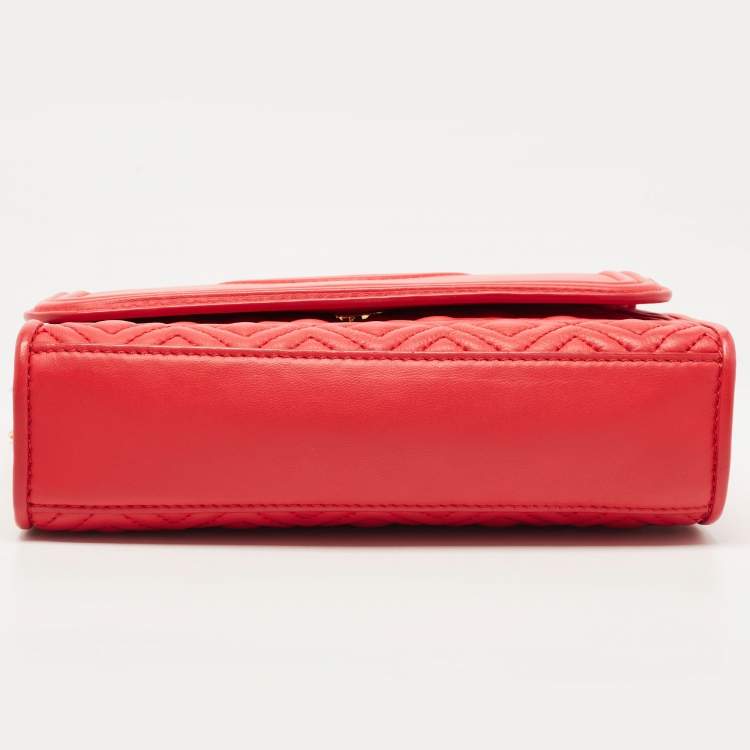 Pre Owned Tory Burch Red Leather Small Fleming Shoulder Bag