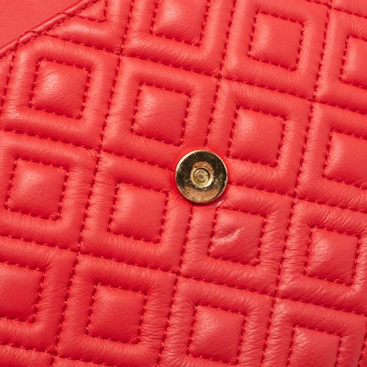 Pre Owned Tory Burch Red Leather Small Fleming Shoulder Bag