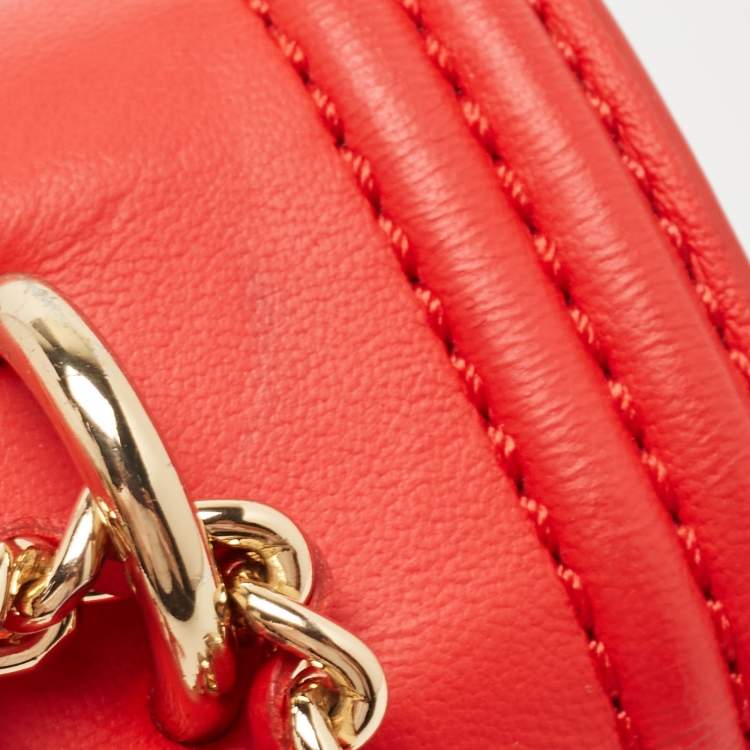 Pre Owned Tory Burch Red Leather Small Fleming Shoulder Bag