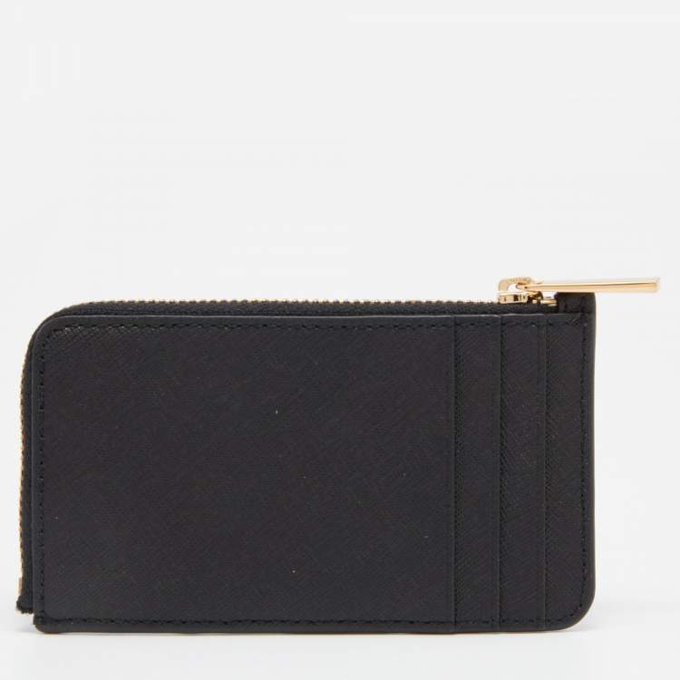 Pre Owned Tory Burch Black Leather Emerson Zip Card Holder