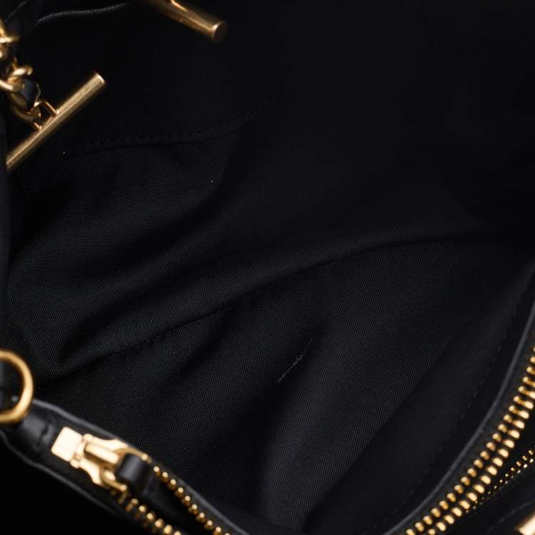 Pre Owned Tory Burch Black Quilted Leather Fleming Chain Tote