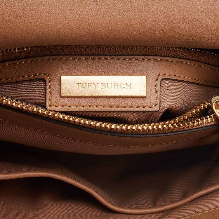 Pre Owned Tory Burch Beige Quilted Leather Fleming Soft Top Handle Bag