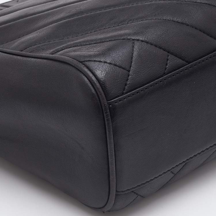 Pre Owned Tory Burch Black Quilted Leather Alexa Chain Tote