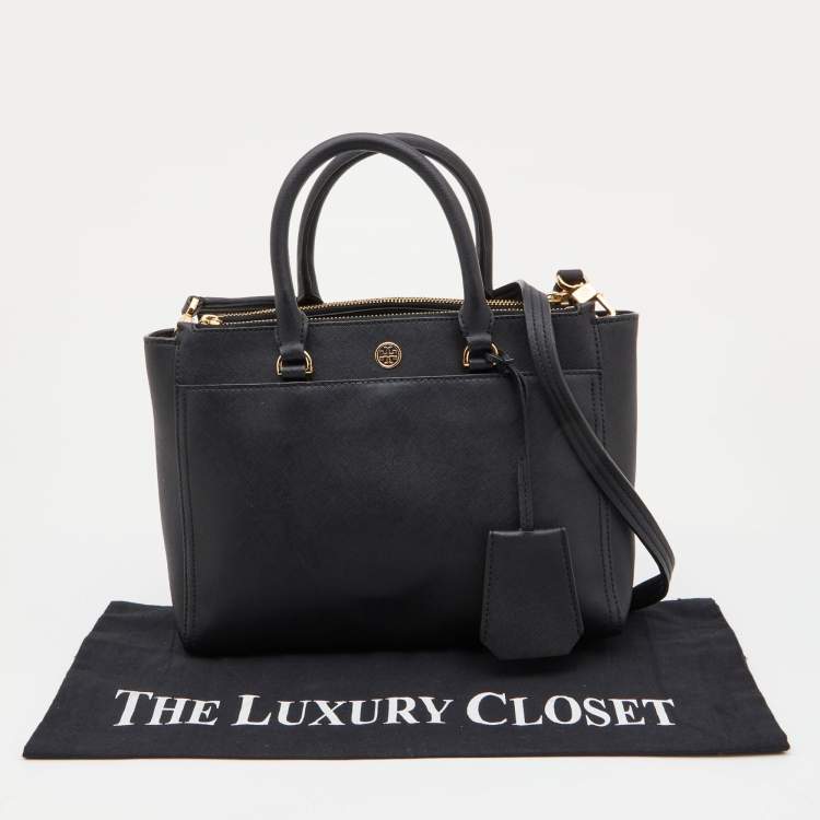 Pre Owned Tory Burch Black Leather Tote