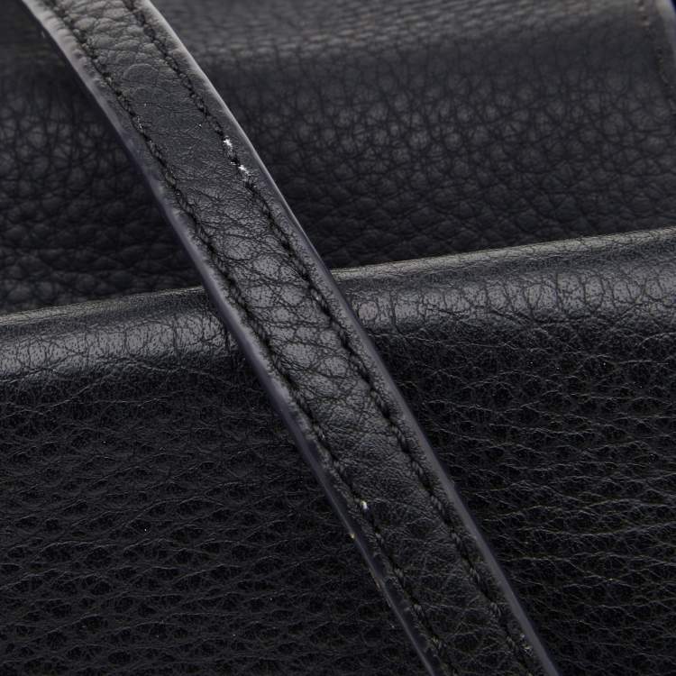 Pre Owned Tory Burch Black/Blue Leather and Suede Balloon Stripe Half Moon Crossbody Bag                               